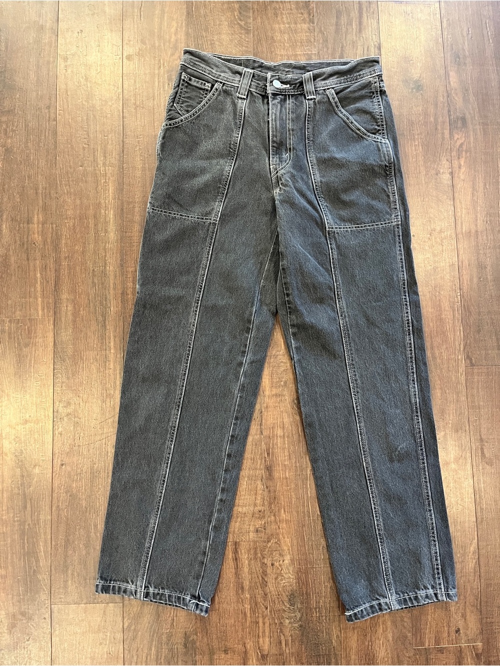 Levi's Women's 28 x 31 Black 94 Baggy Carpenter Jeans Pants Straight Leg